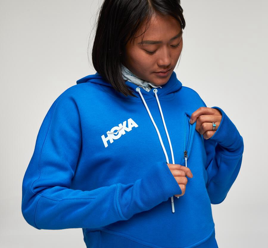 Hoka One One Womens Hoodie - Performance - Blue - MILR09275